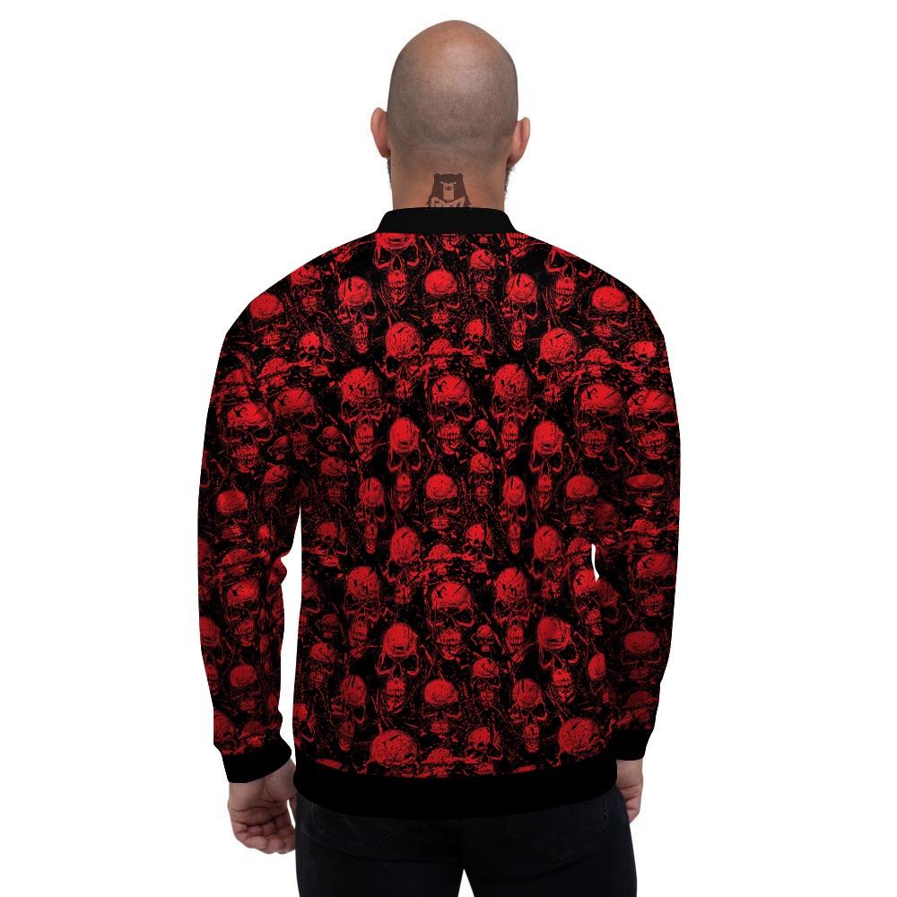 Skeleton Scary Print Pattern Men's Bomber Jacket-grizzshop