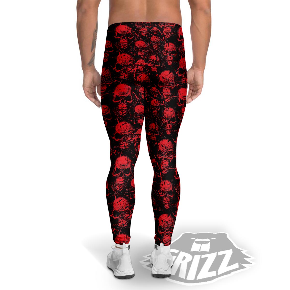 Skeleton Scary Print Pattern Men's Leggings-grizzshop