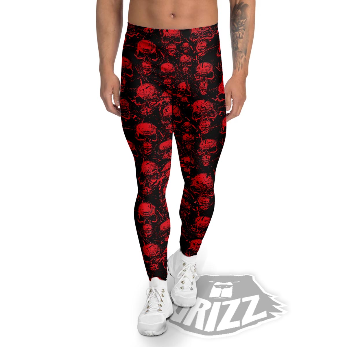 Skeleton Scary Print Pattern Men's Leggings-grizzshop