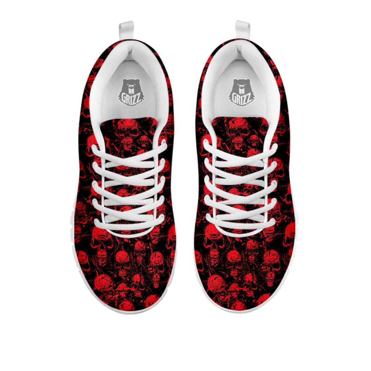 Skeleton Scary Print Pattern White Sneaker-grizzshop