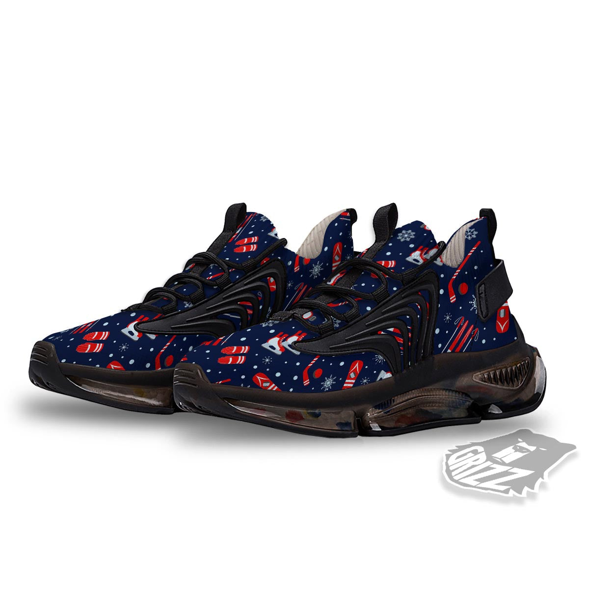 Skiing Equipment Print Pattern Black Gym Shoes-grizzshop