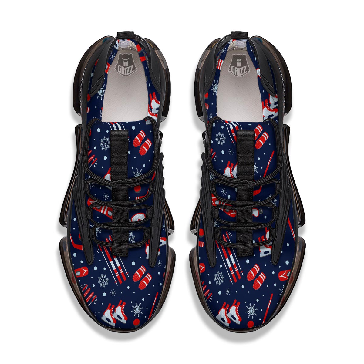 Skiing Equipment Print Pattern Black Gym Shoes-grizzshop