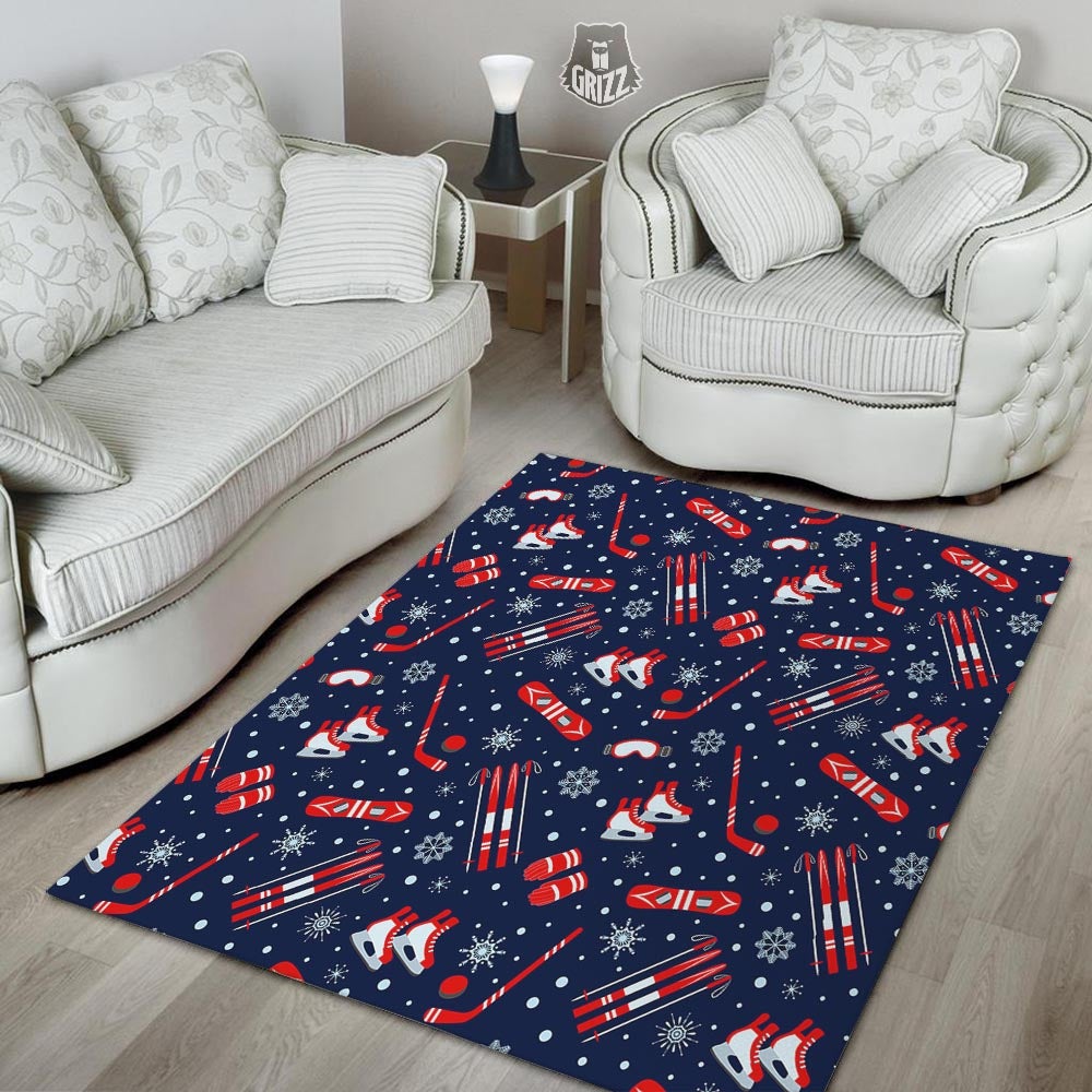 Skiing Equipment Print Pattern Floor Mat-grizzshop
