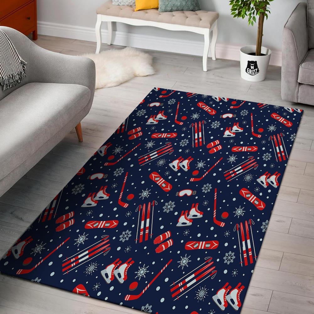 Skiing Equipment Print Pattern Floor Mat-grizzshop