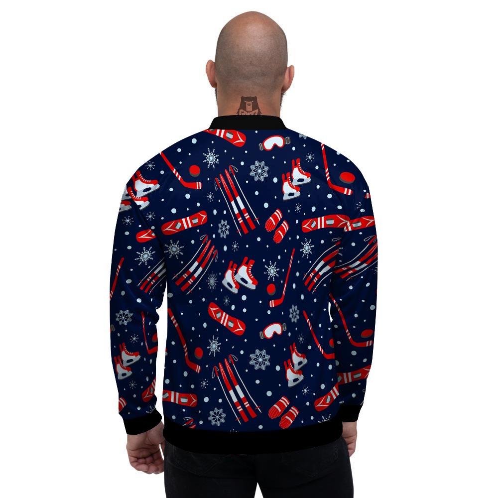 Skiing Equipment Print Pattern Men's Bomber Jacket-grizzshop