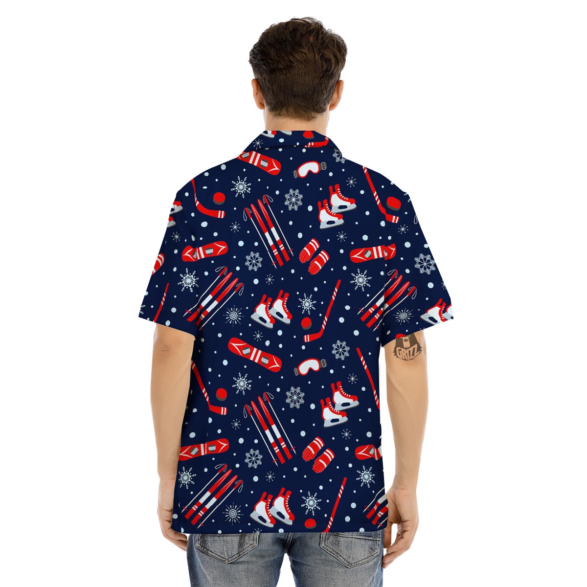 Skiing Equipment Print Pattern Men's Hawaiian Shirt-grizzshop