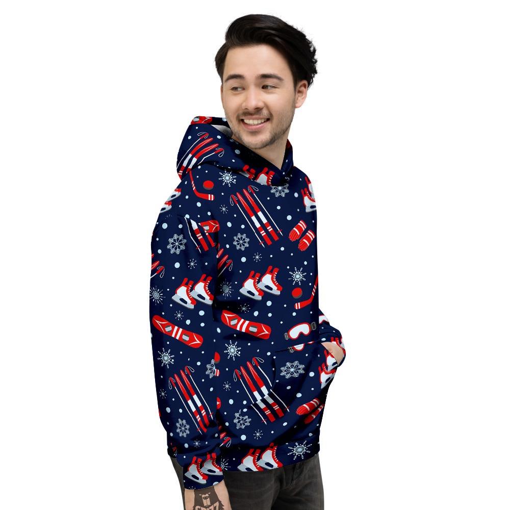 Skiing Equipment Print Pattern Men's Hoodie-grizzshop