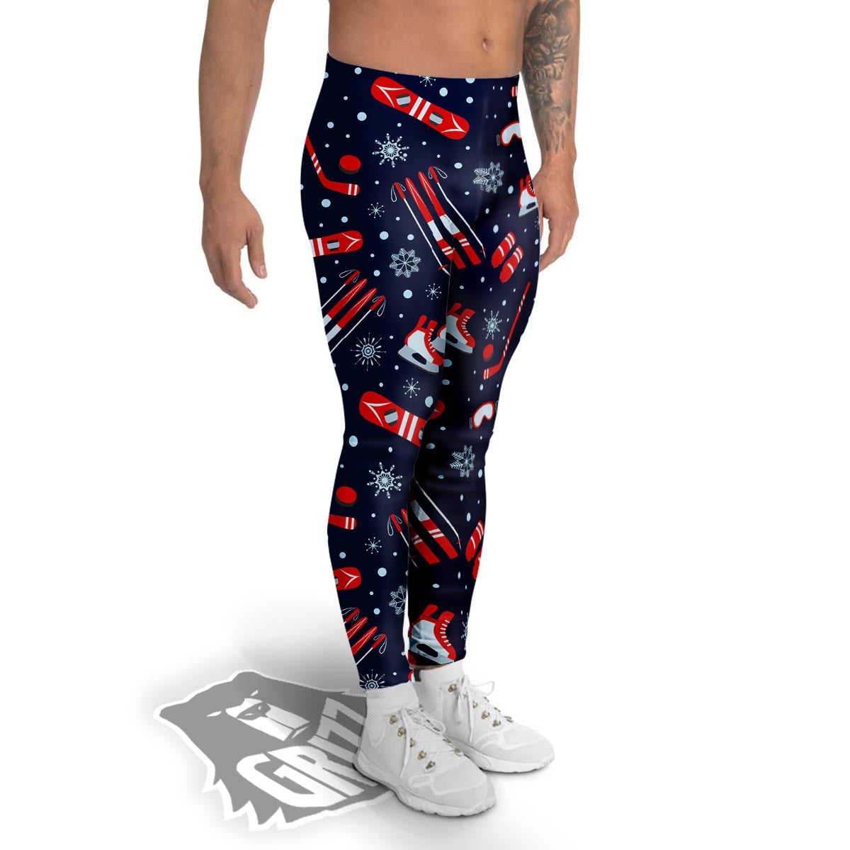 Skiing Equipment Print Pattern Men's Leggings-grizzshop