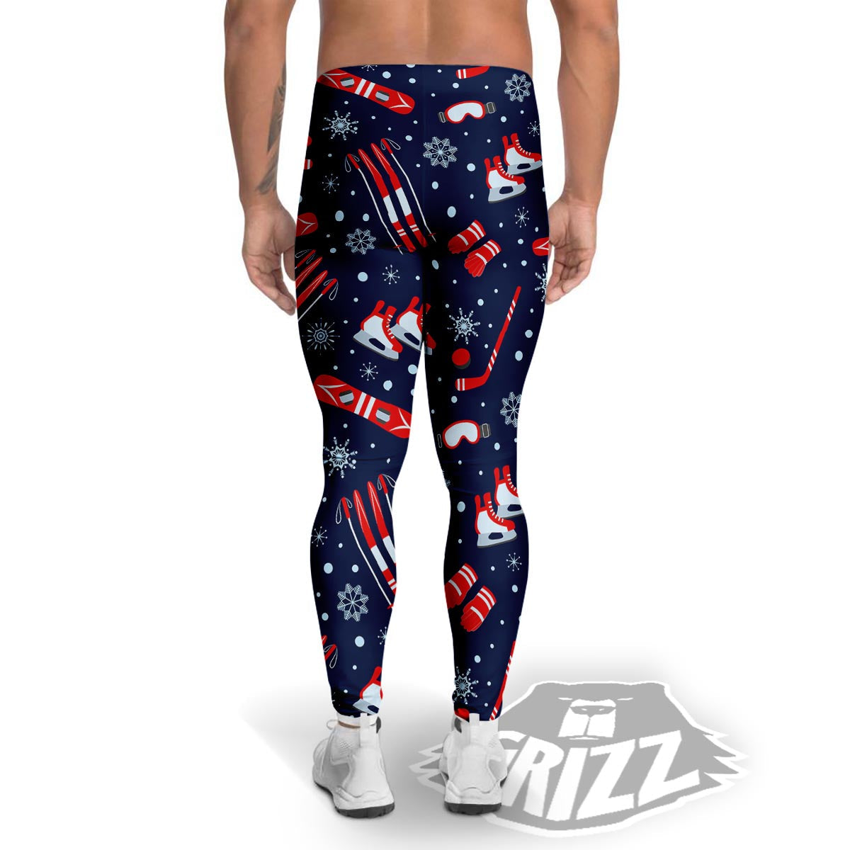 Skiing Equipment Print Pattern Men's Leggings-grizzshop