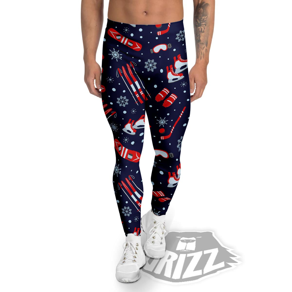 Skiing Equipment Print Pattern Men's Leggings-grizzshop