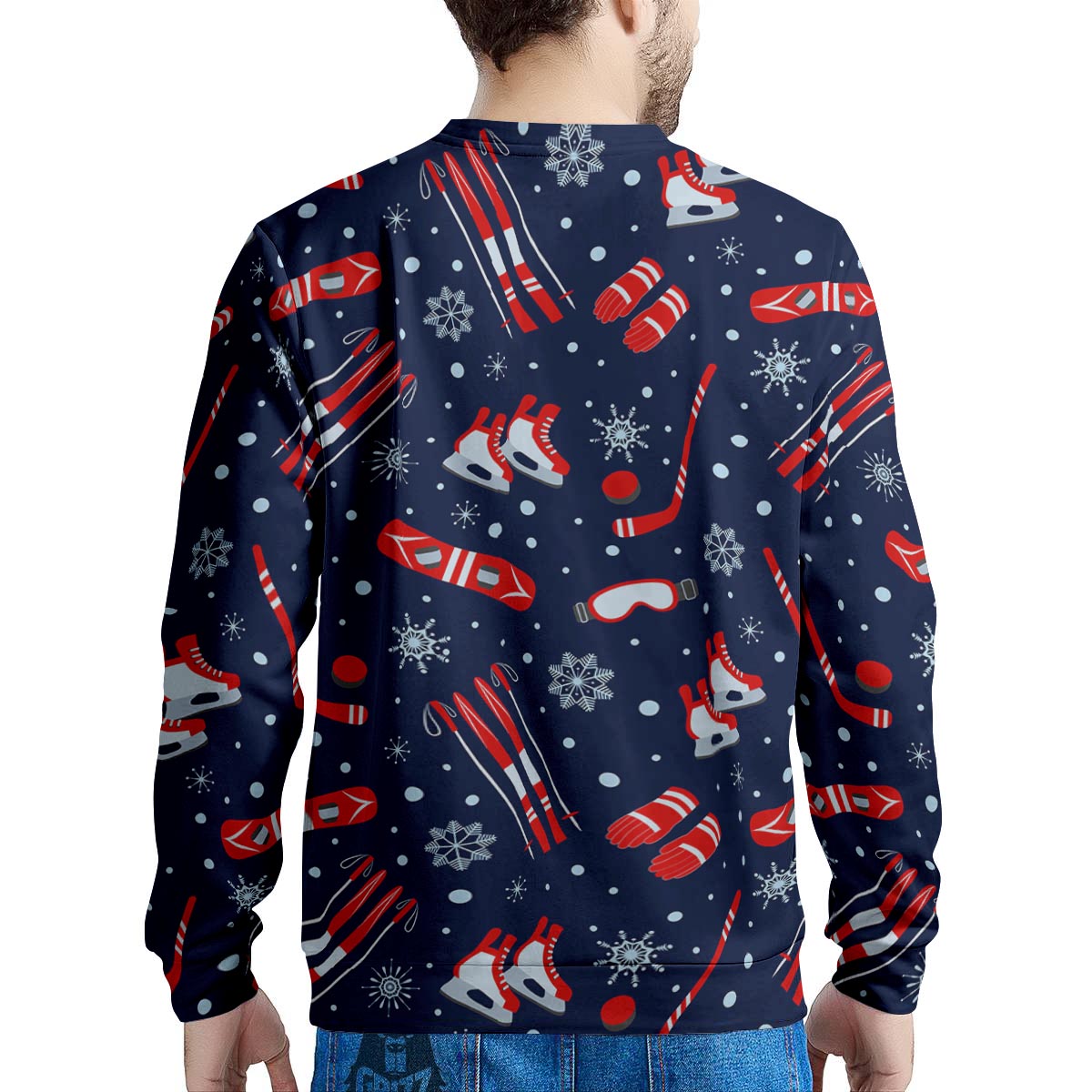 Skiing Equipment Print Pattern Men's Sweatshirt-grizzshop