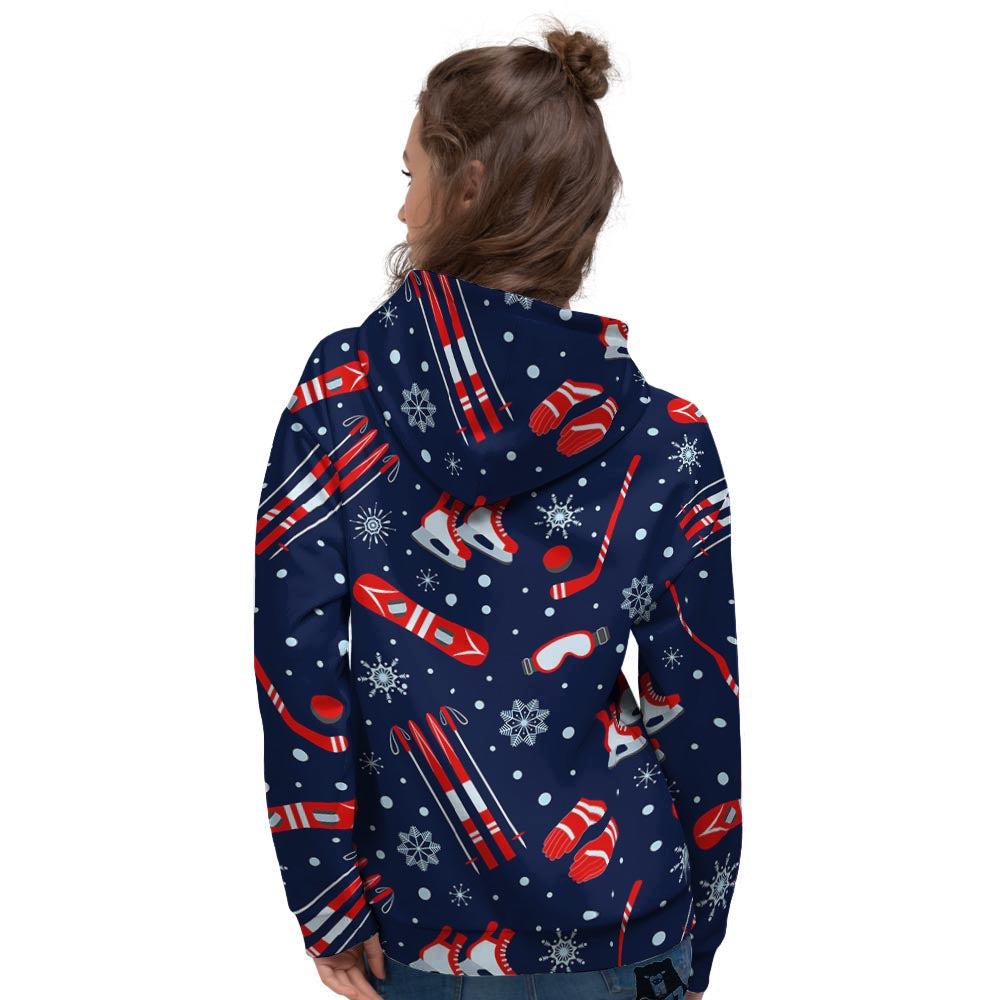 Skiing Equipment Print Pattern Women's Hoodie-grizzshop
