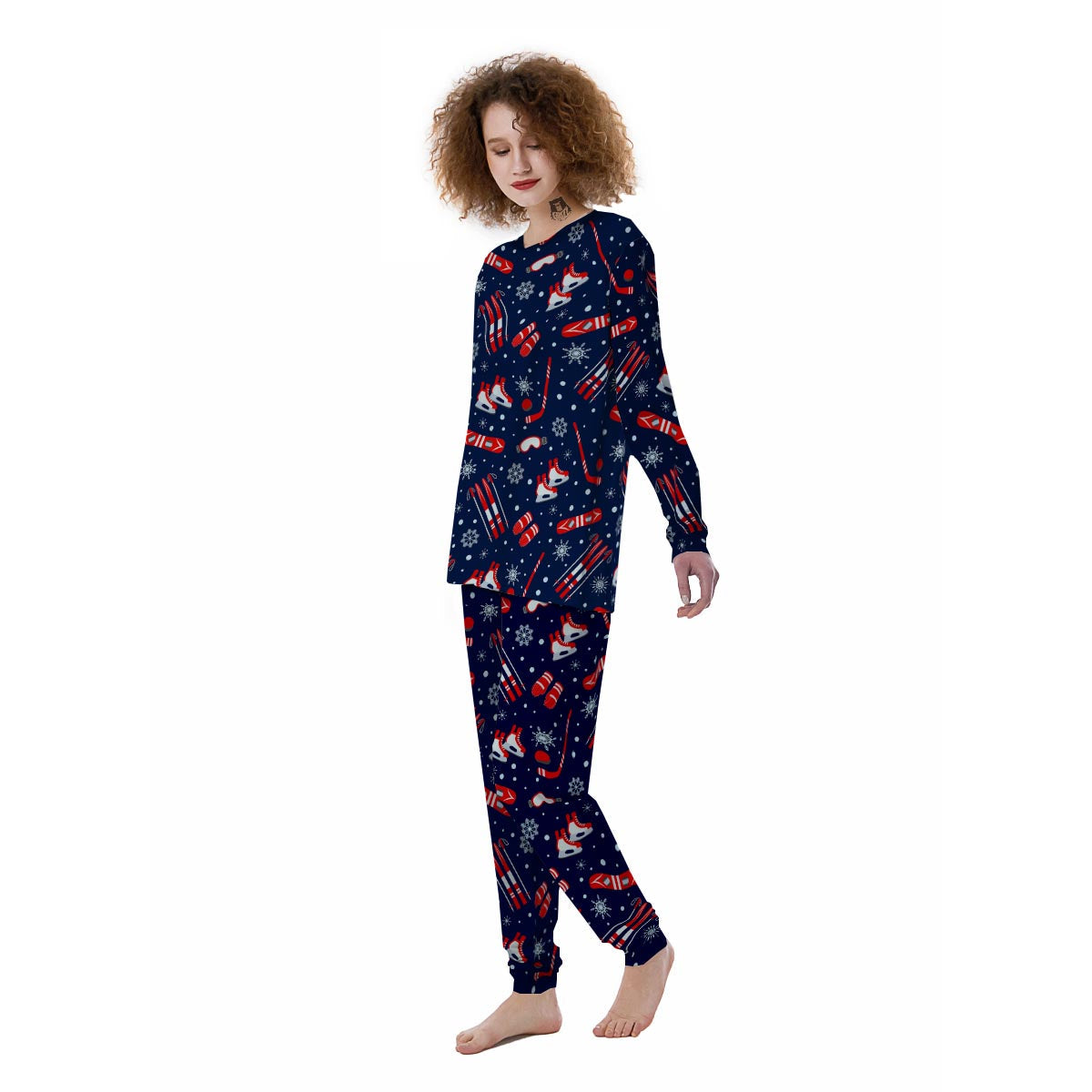 Skiing Equipment Print Pattern Women's Pajamas-grizzshop