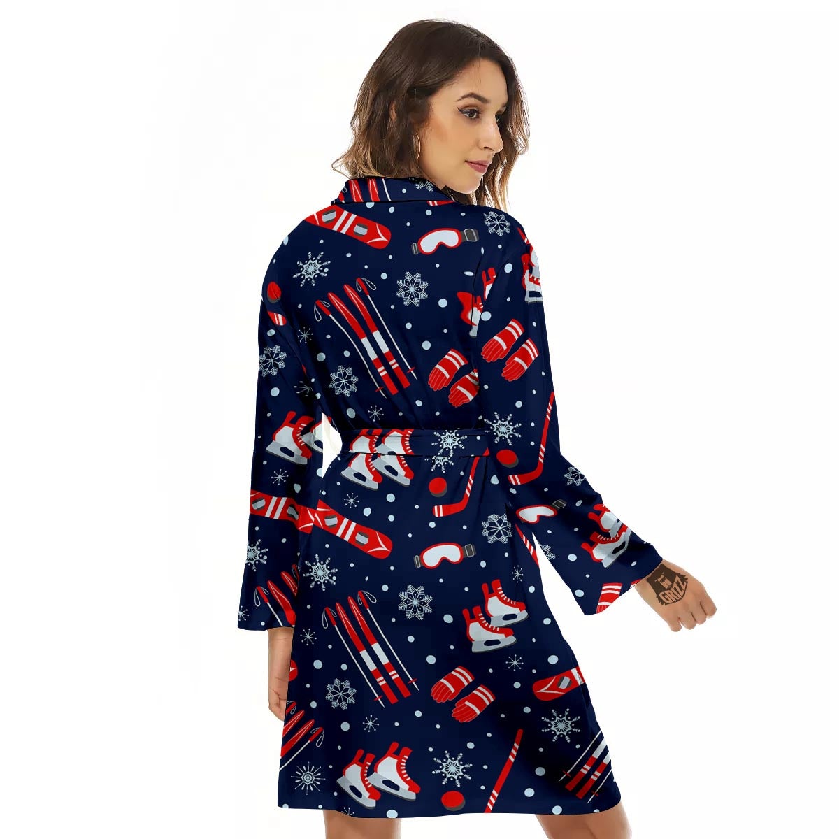 Skiing Equipment Print Pattern Women's Robe-grizzshop
