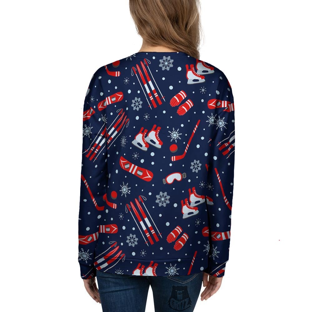 Skiing Equipment Print Pattern Women's Sweatshirt-grizzshop