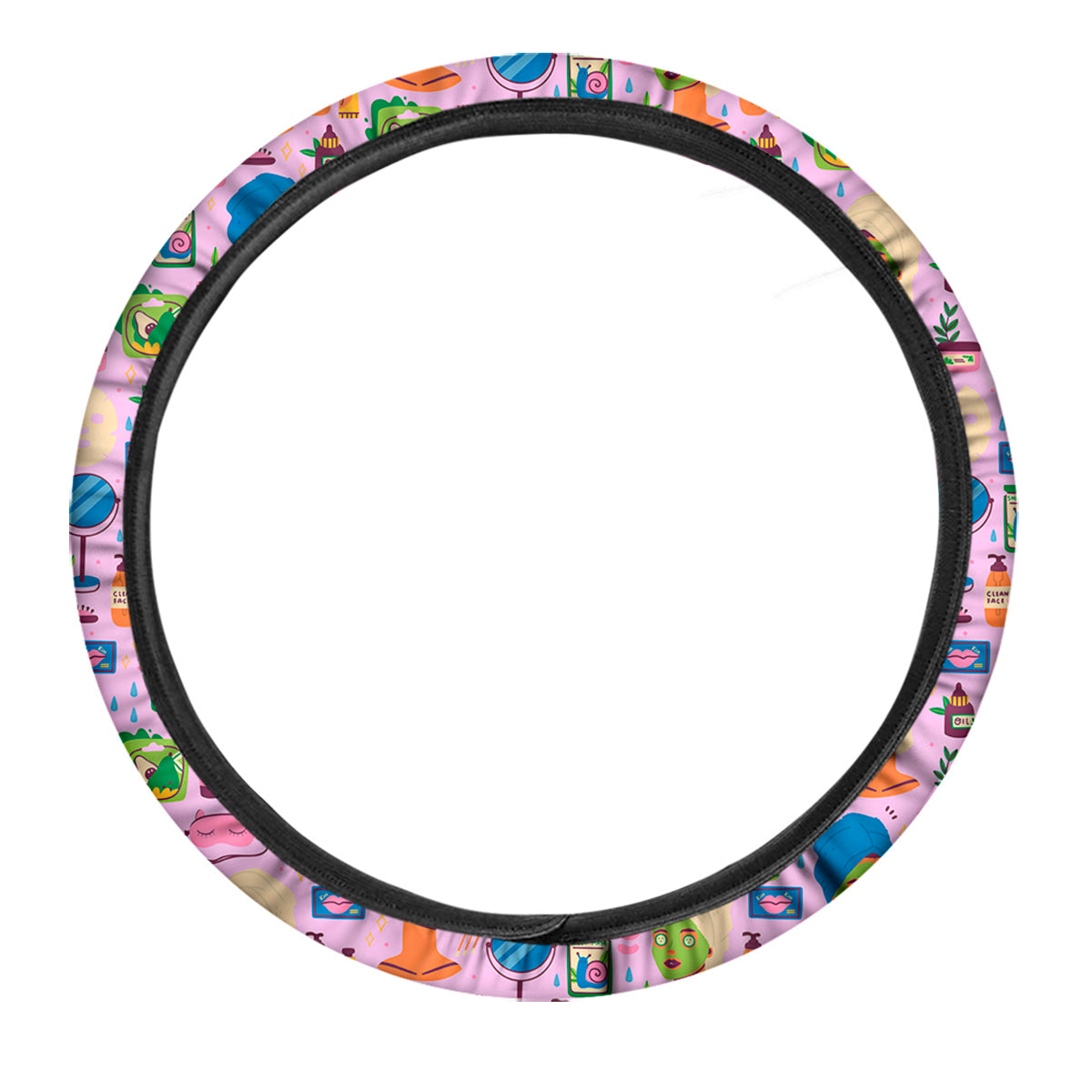 Skin Care And Face Care Print Pattern Car Steering Wheel Cover-grizzshop