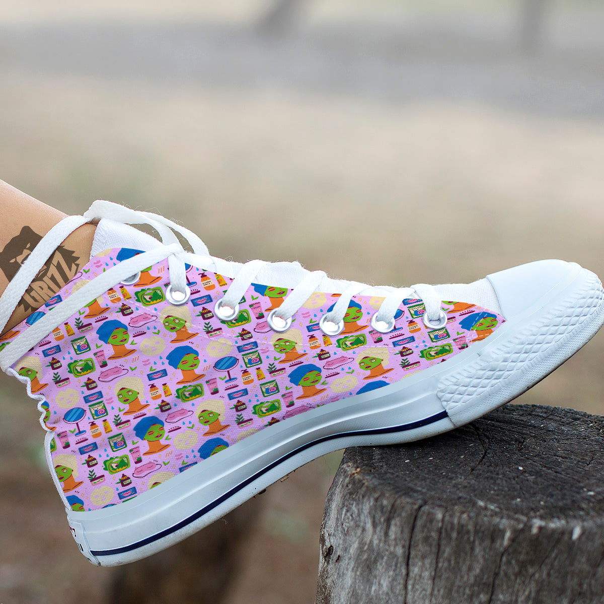 Skin Care And Face Care Print Pattern White High Top Shoes-grizzshop