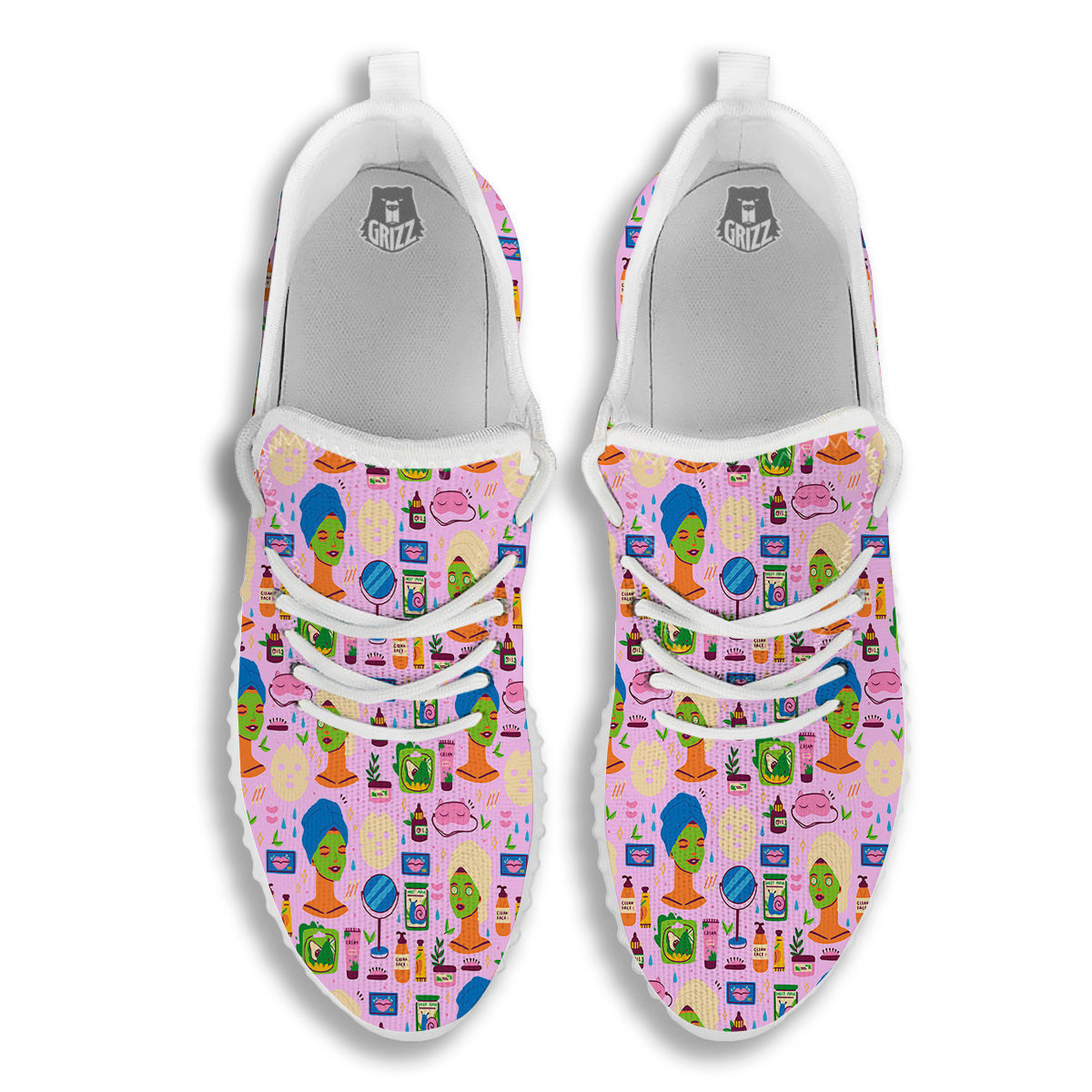 Skin Care And Face Care Print Pattern White Walking Shoes-grizzshop