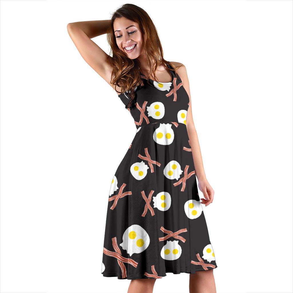 Skull Bacon Egg Pattern Print Dress-grizzshop
