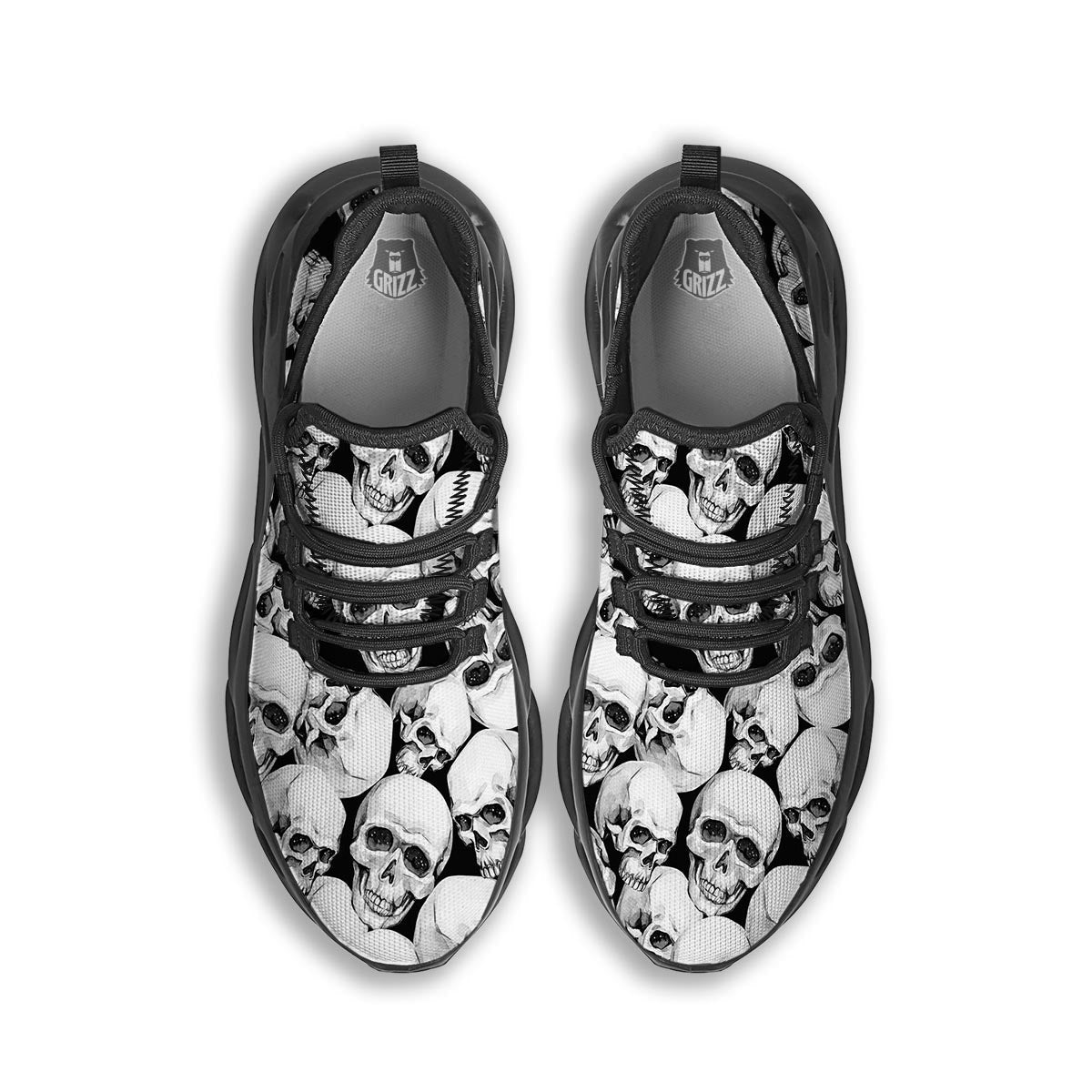 Skull Black Running Shoes-grizzshop