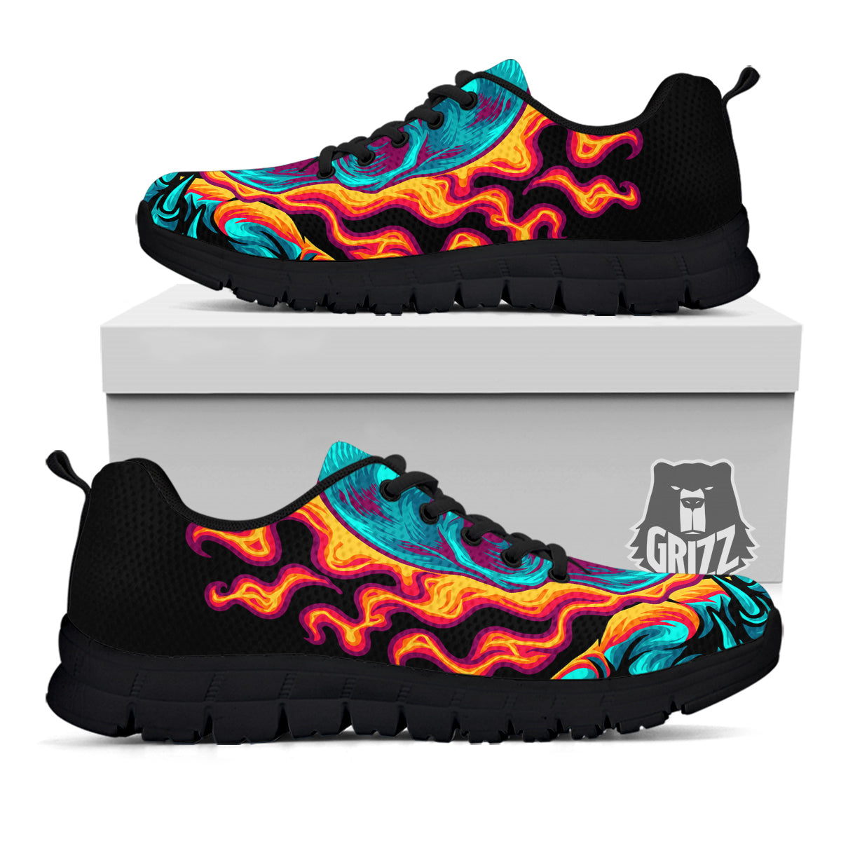 Skull Burning Print Black Sneaker-grizzshop