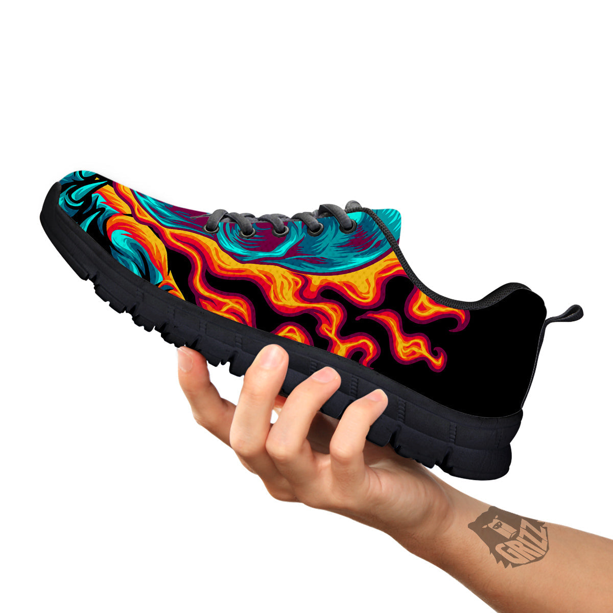 Skull Burning Print Black Sneaker-grizzshop