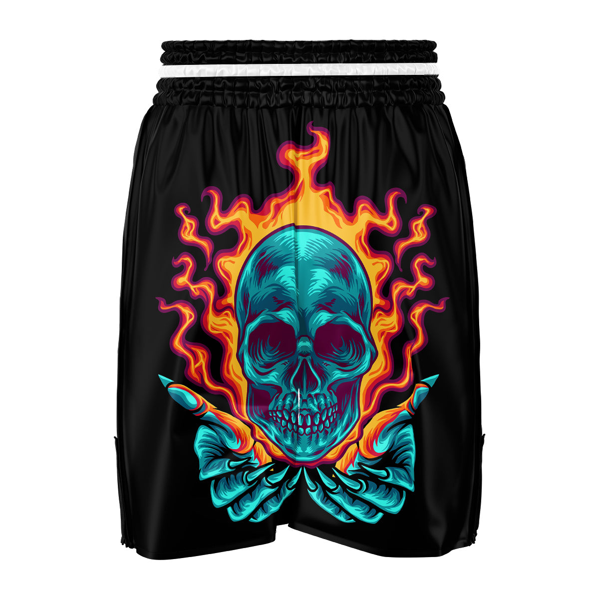 Skull Burning Print Boxing Shorts-grizzshop