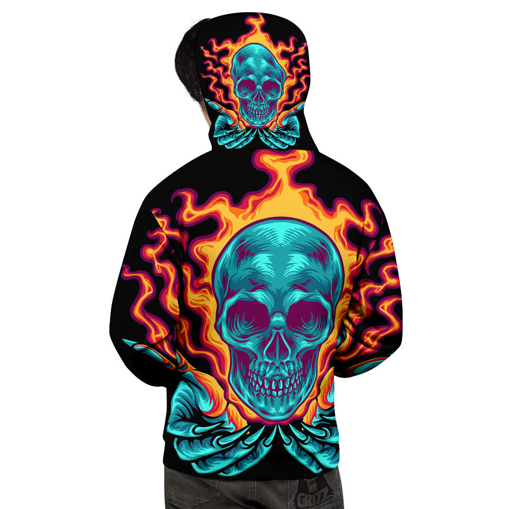 Skull Burning Print Men's Hoodie-grizzshop