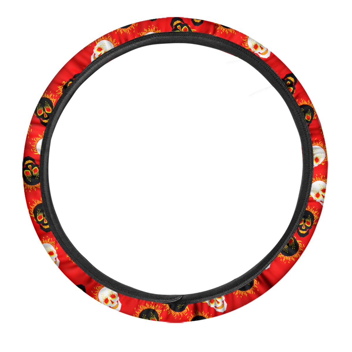 Skull Burning Print Pattern Car Steering Wheel Cover-grizzshop
