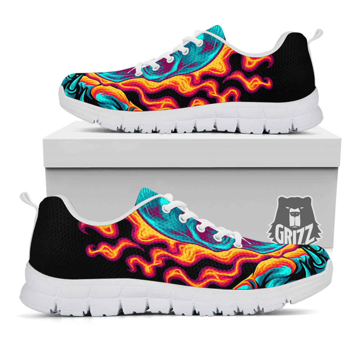 Skull Burning Print White Sneaker-grizzshop