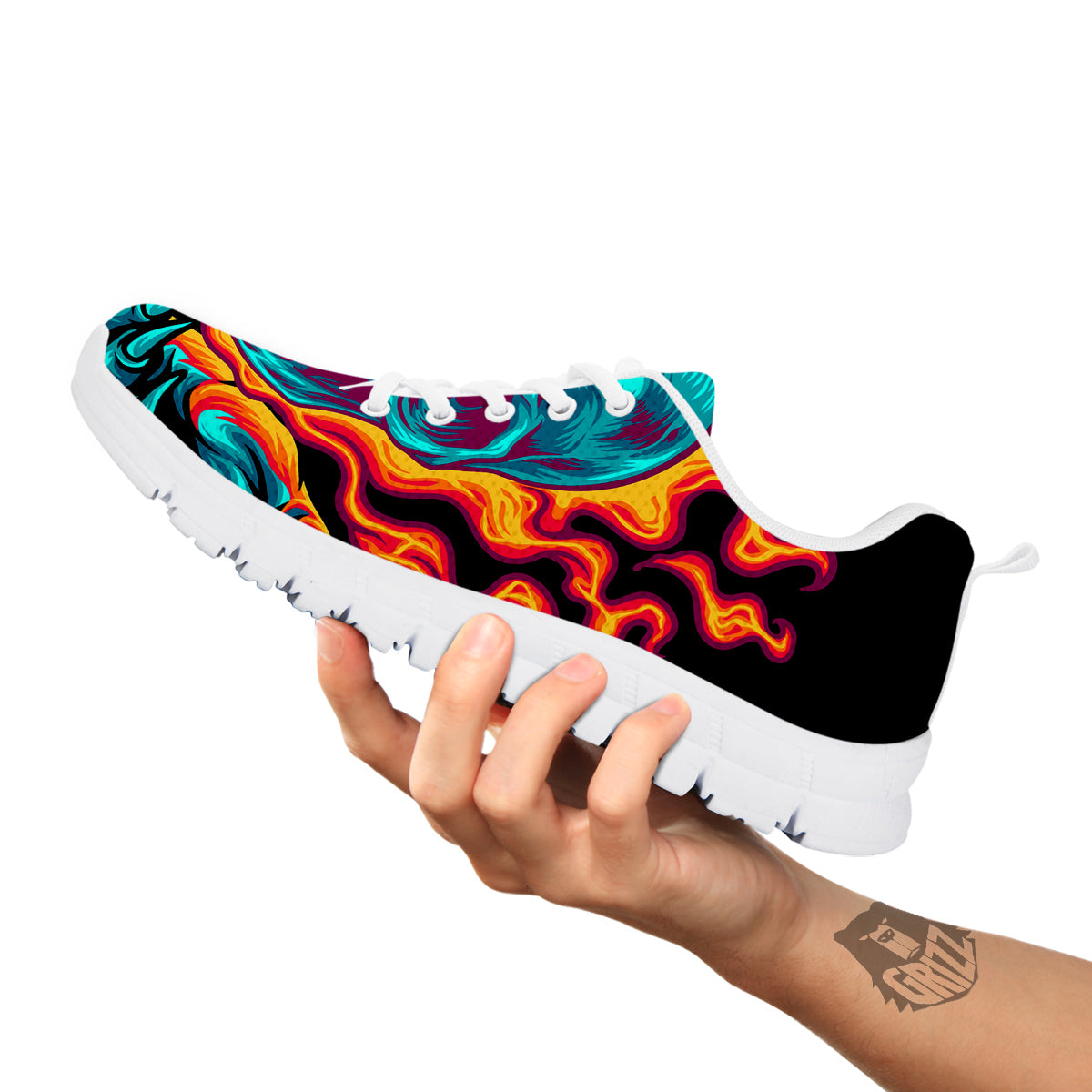 Skull Burning Print White Sneaker-grizzshop