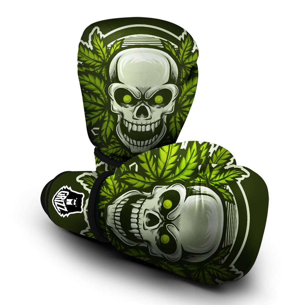 Skull Cannabis Print Boxing Gloves-grizzshop