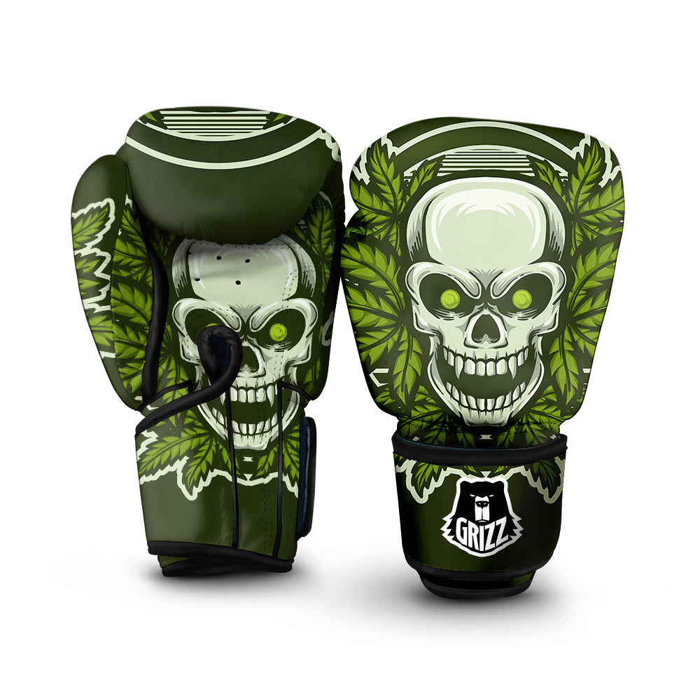 Skull Cannabis Print Boxing Gloves-grizzshop