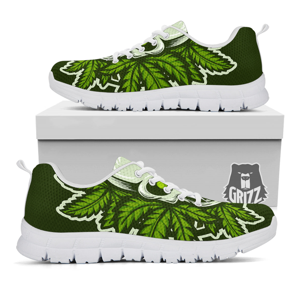 Skull Cannabis Print White Sneaker-grizzshop