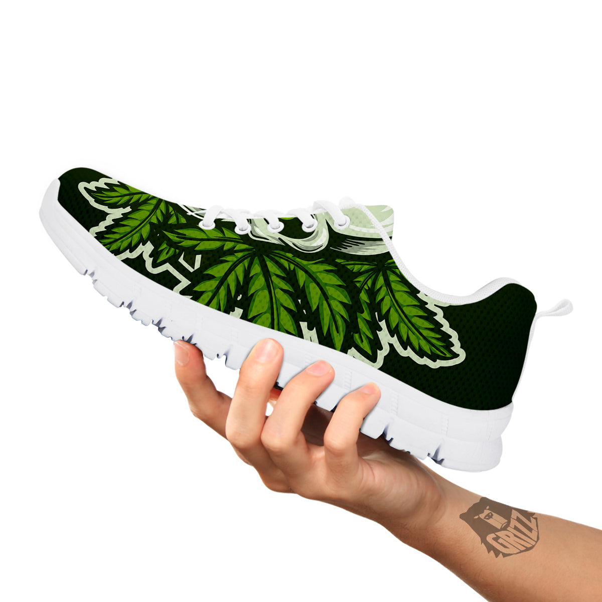 Skull Cannabis Print White Sneaker-grizzshop