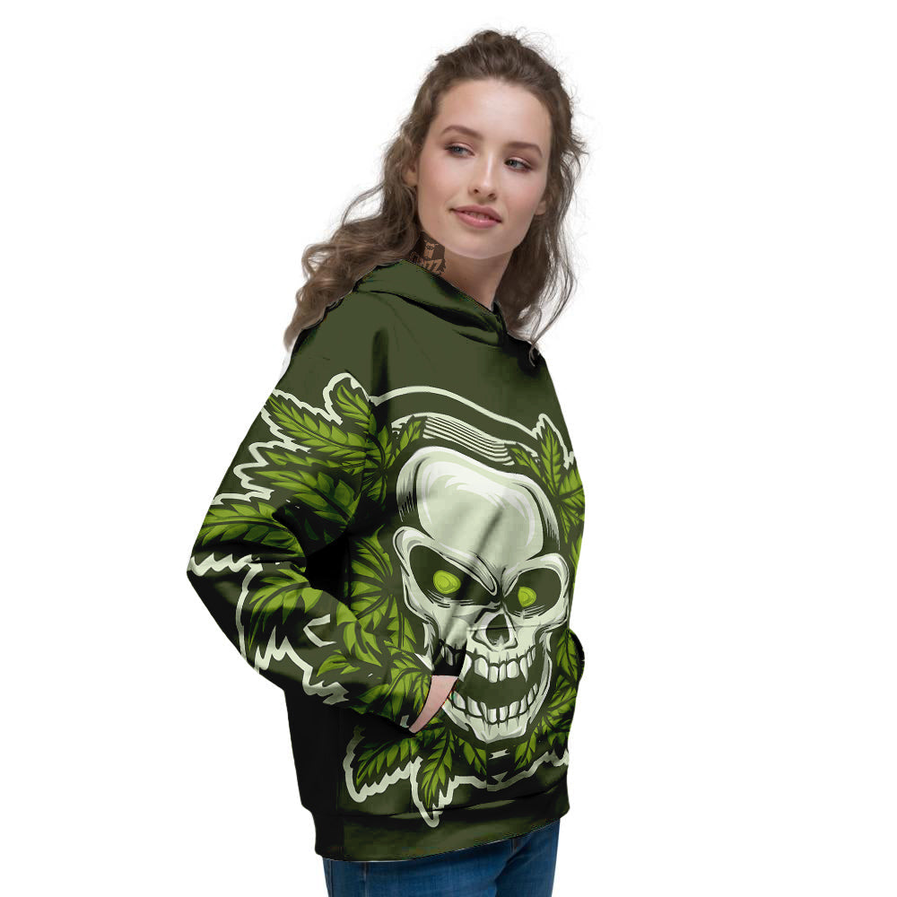 Skull Cannabis Print Women's Hoodie-grizzshop