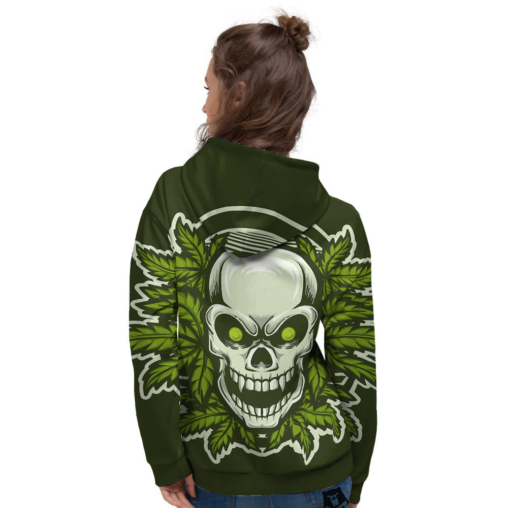 Skull Cannabis Print Women's Hoodie-grizzshop