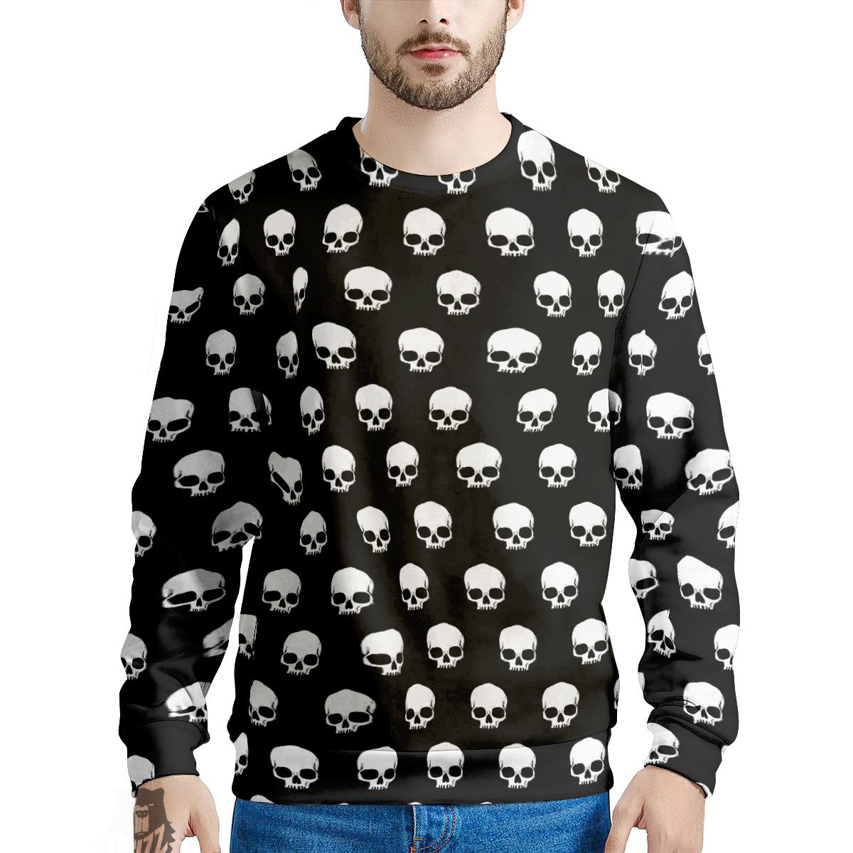Skull Emo Print Pattern Men's Sweatshirt-grizzshop