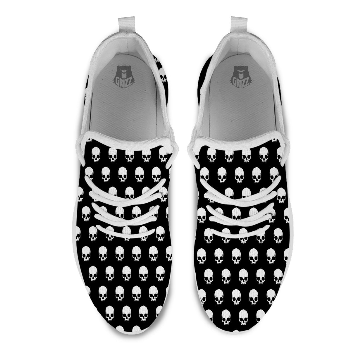 Skull Emo Print Pattern White Athletic Shoes-grizzshop