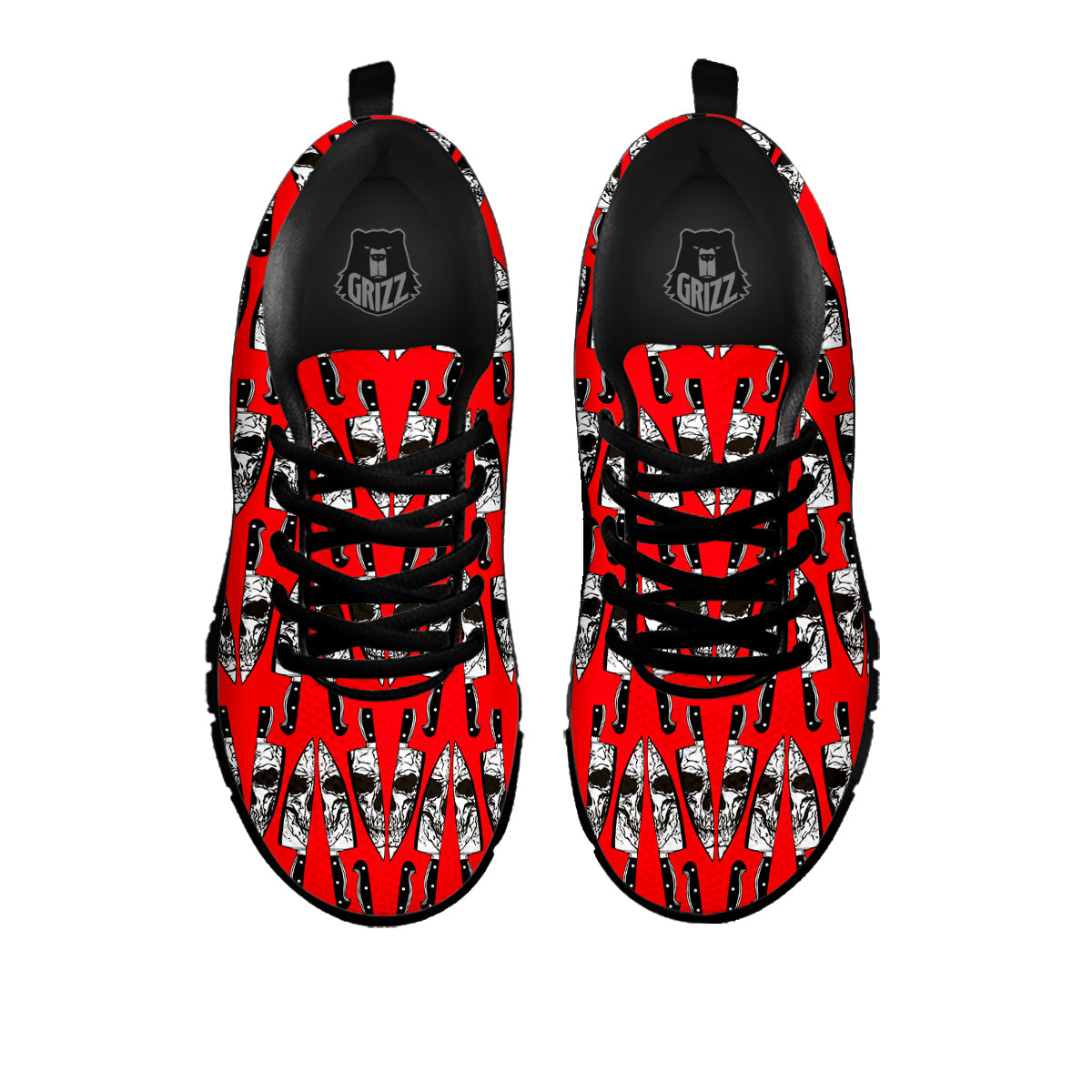 Skull Face Reflection Knife Print Pattern Black Sneaker-grizzshop
