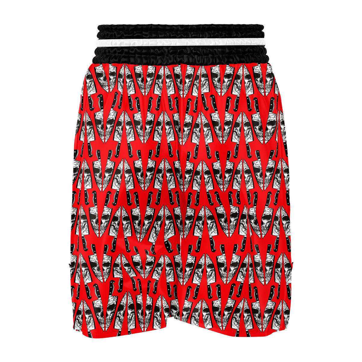 Skull Face Reflection Knife Print Pattern Boxing Shorts-grizzshop