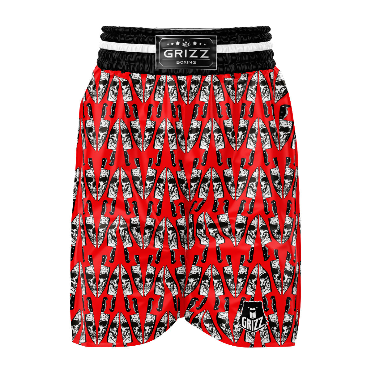 Skull Face Reflection Knife Print Pattern Boxing Shorts-grizzshop