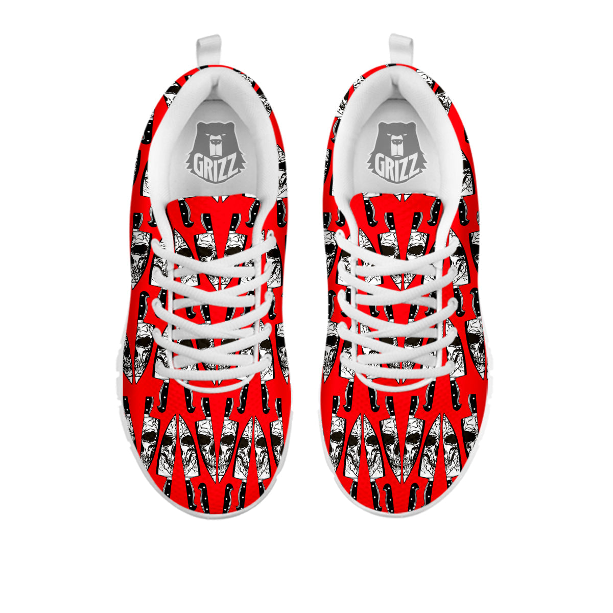 Skull Face Reflection Knife Print Pattern White Sneaker-grizzshop