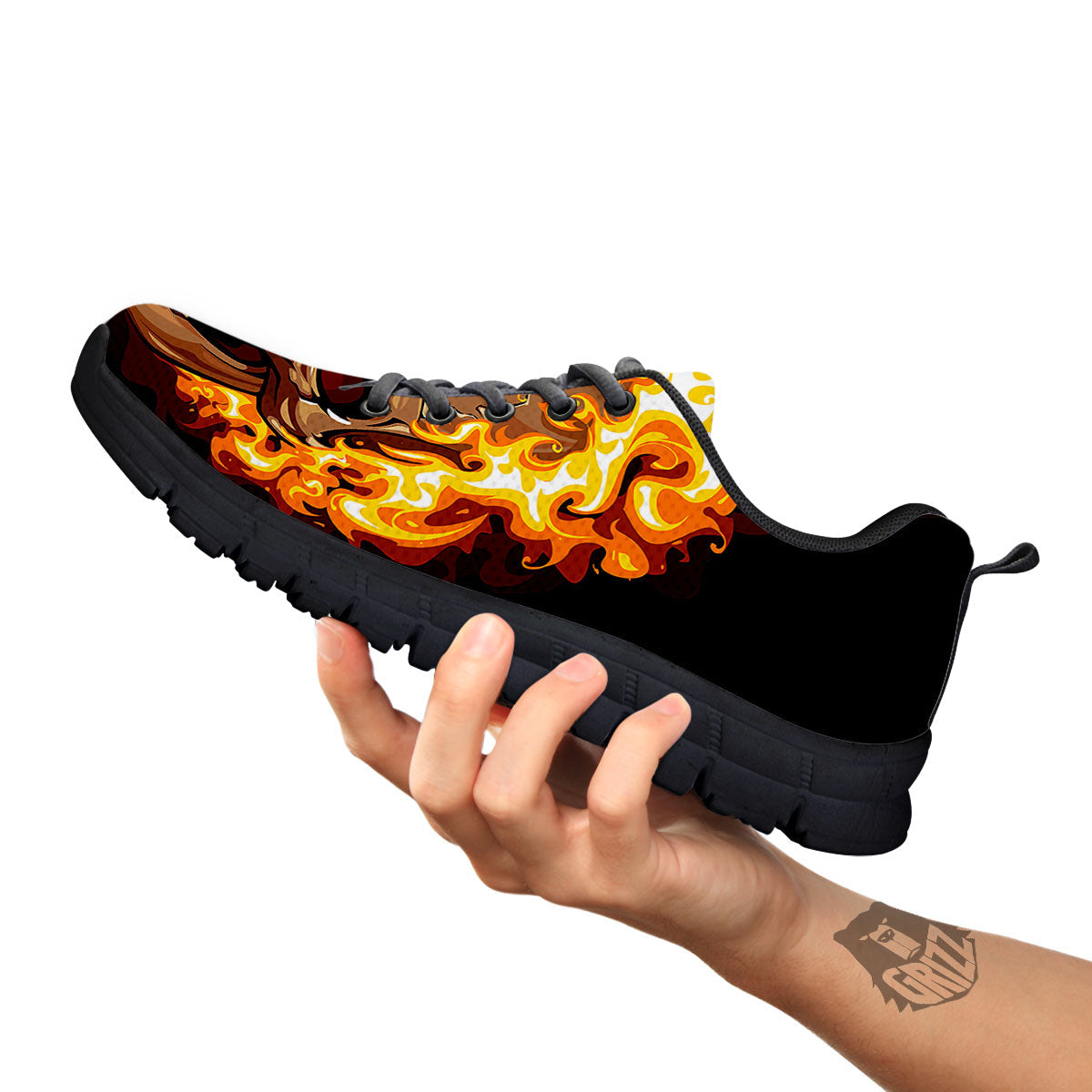 Skull Fire Print Black Sneaker-grizzshop