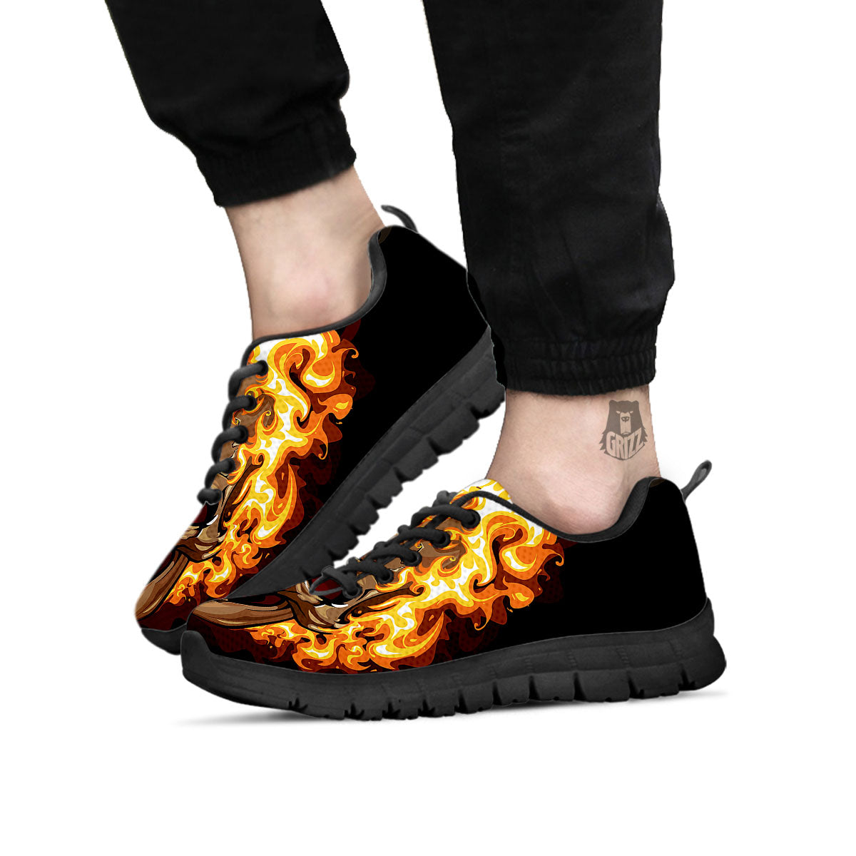 Skull Fire Print Black Sneaker-grizzshop