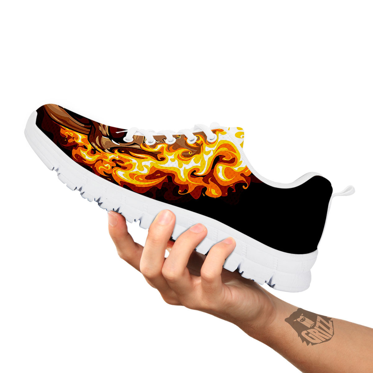 Skull Fire Print White Sneaker-grizzshop