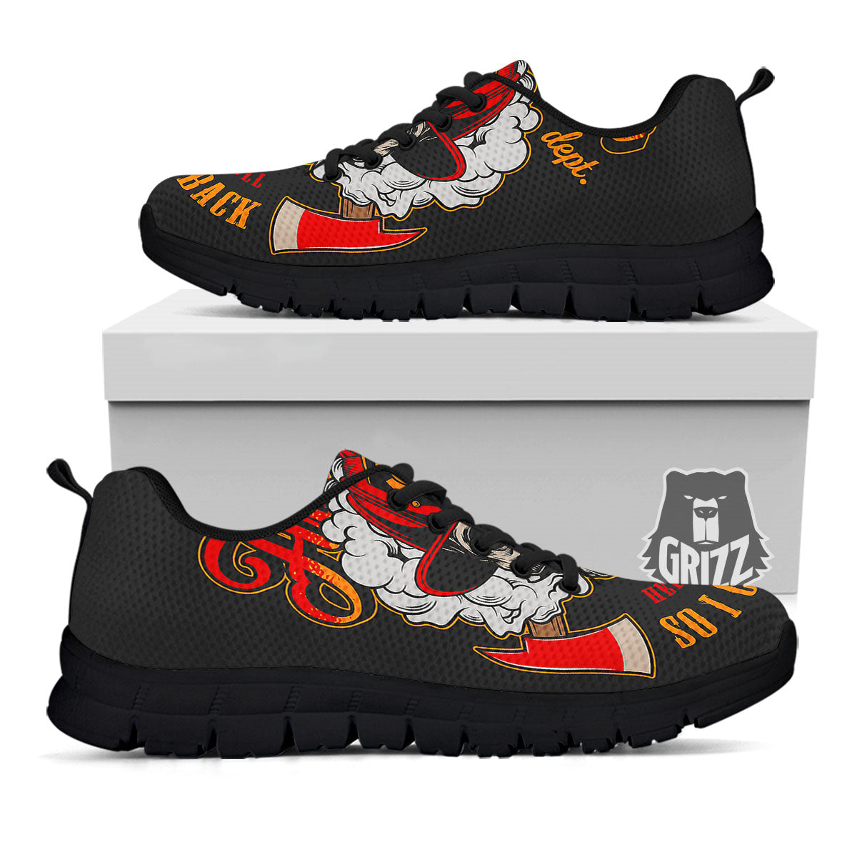 Skull Firefighter Department Print Black Sneaker-grizzshop