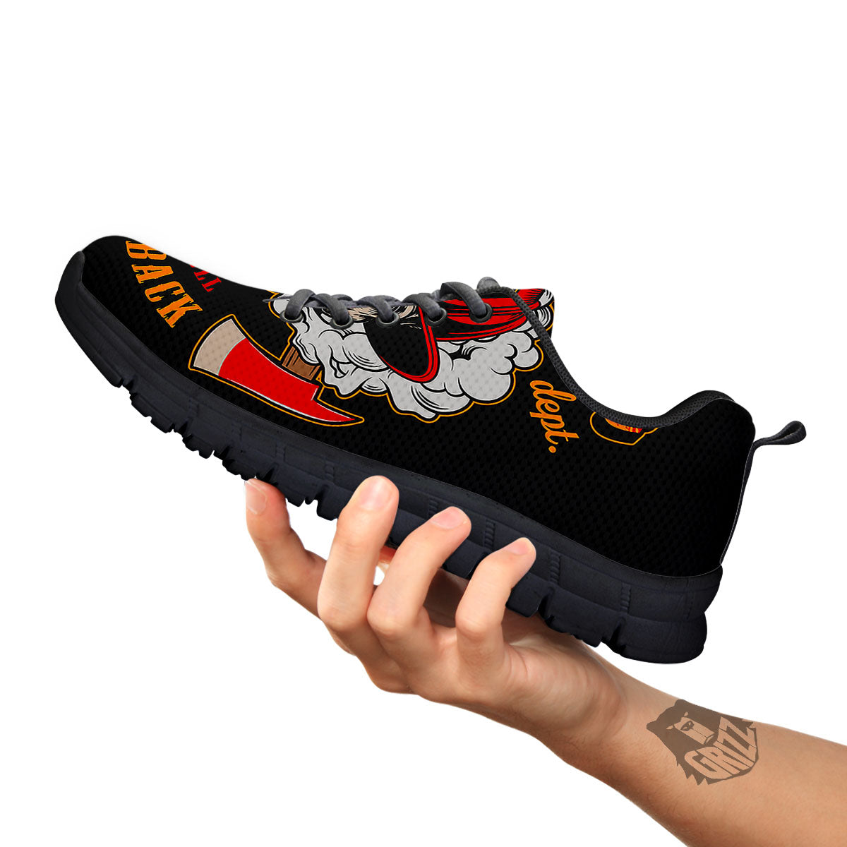 Skull Firefighter Department Print Black Sneaker-grizzshop