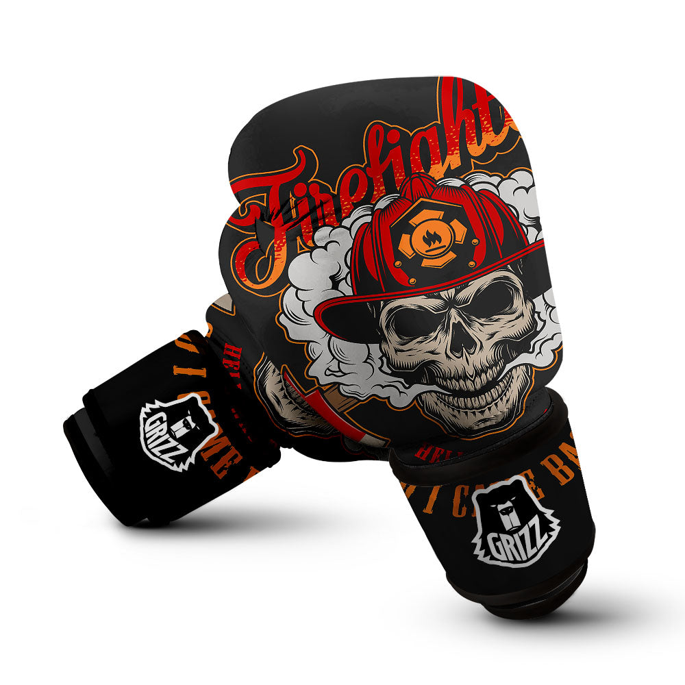 Skull Firefighter Department Print Boxing Gloves-grizzshop