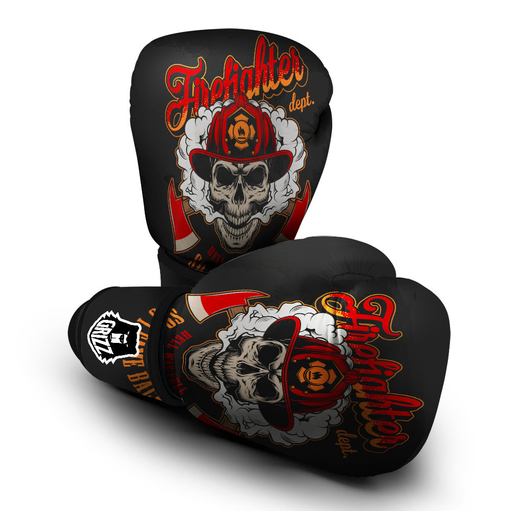 Skull Firefighter Department Print Boxing Gloves-grizzshop